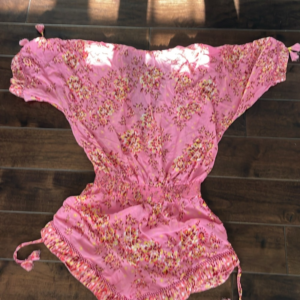 Poupette St. Barth Pink Floral Off-Shoulder Romper - Picture 3 of 5
